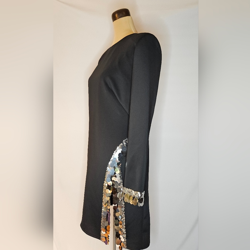 Sho Black Long Sleeve Dress with Sequin Details - XL - Picture 2 of 9